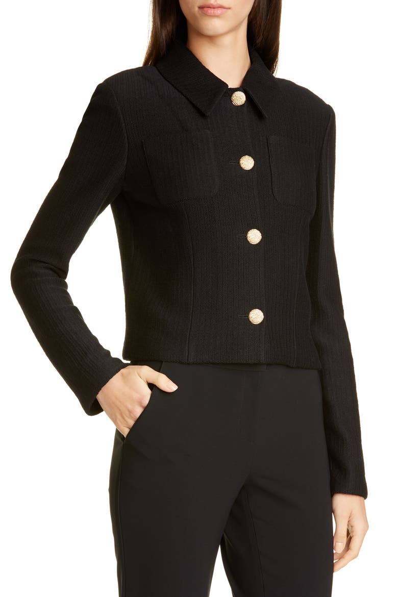 Float Jacquard Knit Jacket, Alternate, color, CAVIAR