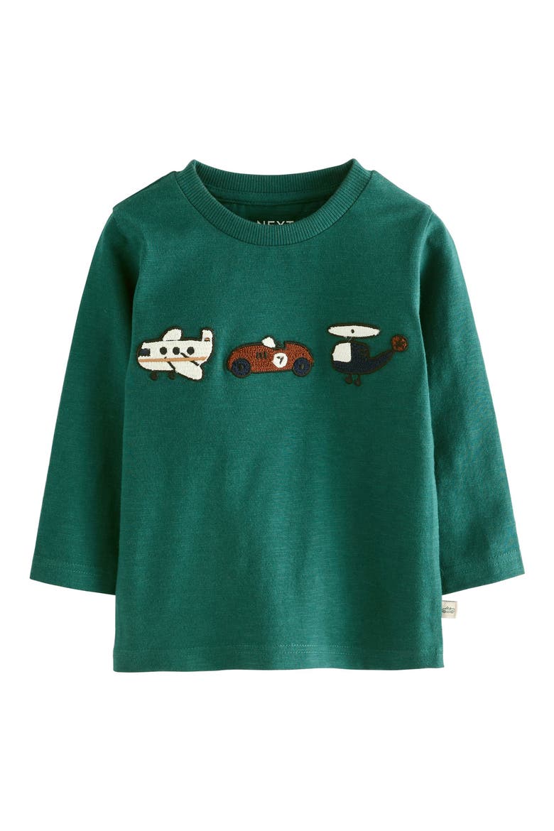 Kids' Transport Appliqué Long Sleeve Cotton Graphic T-Shirt, Main, color, GREEN