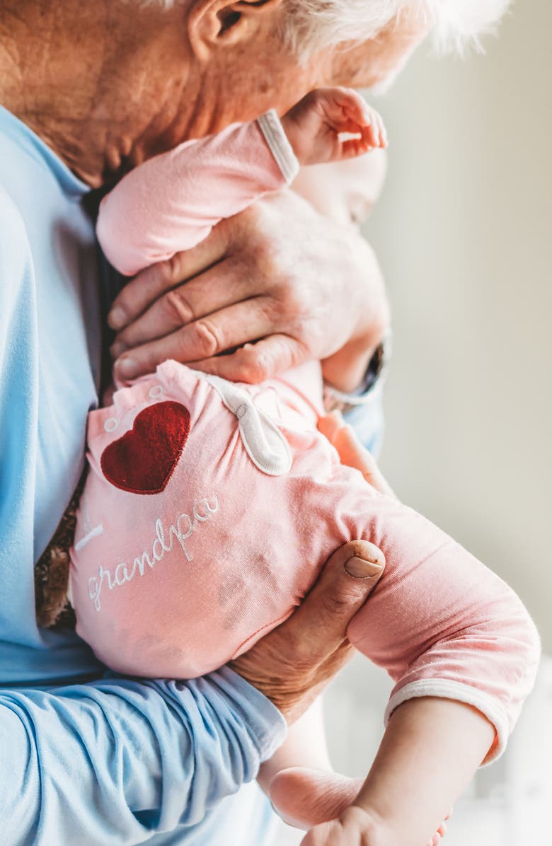 KicKee Pants I Heart Appliqué Snap Romper, Alternate, color, Lotus I Love Grandpa