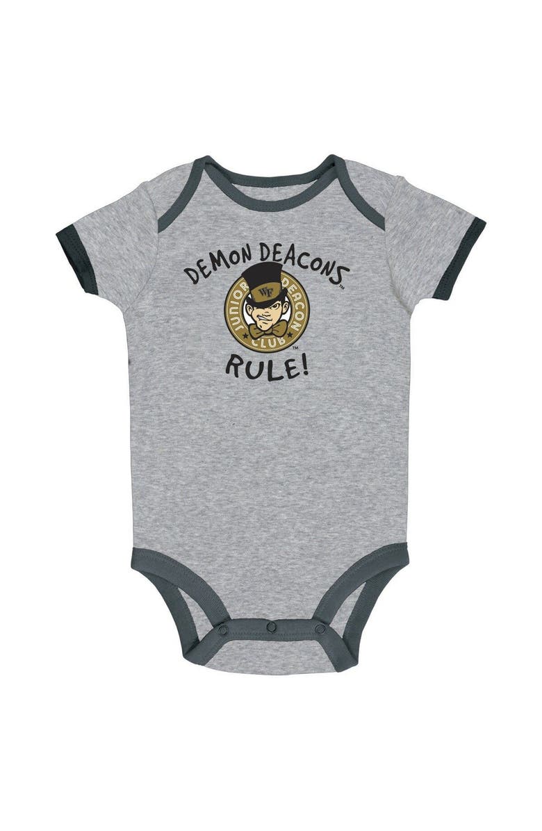 Champion Newborn & Infant Champion Black/Heather Gray/White Wake Forest Demon Deacons Three-Pack Bodysuit Set, Alternate, color, Black