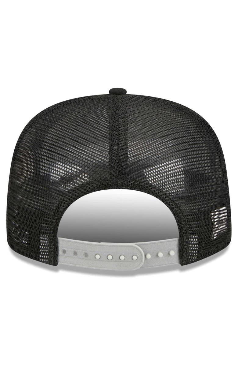 New Era Men's New Era Los Angeles Angels Black on Black Meshback Golfer Snapback Hat, Alternate, color,