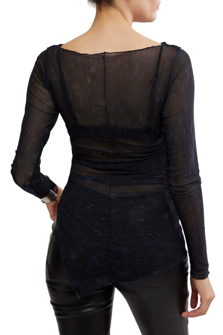 Something Extra Animal Print Semisheer Mesh Tunic, Alternate, color, RAVEN COMBO