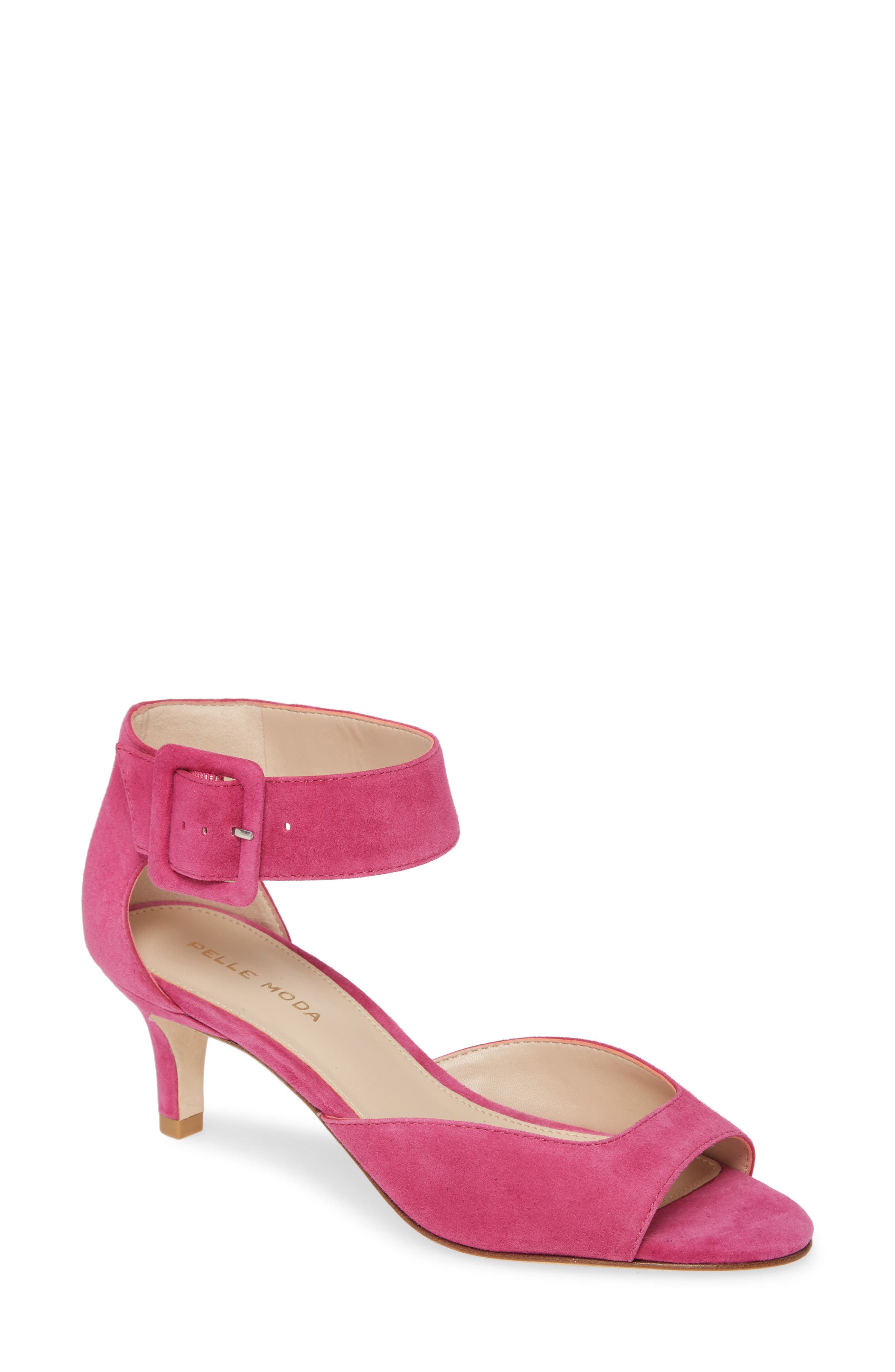 'Berlin' Ankle Strap Sandal, Main, color, MAGENTA SUEDE