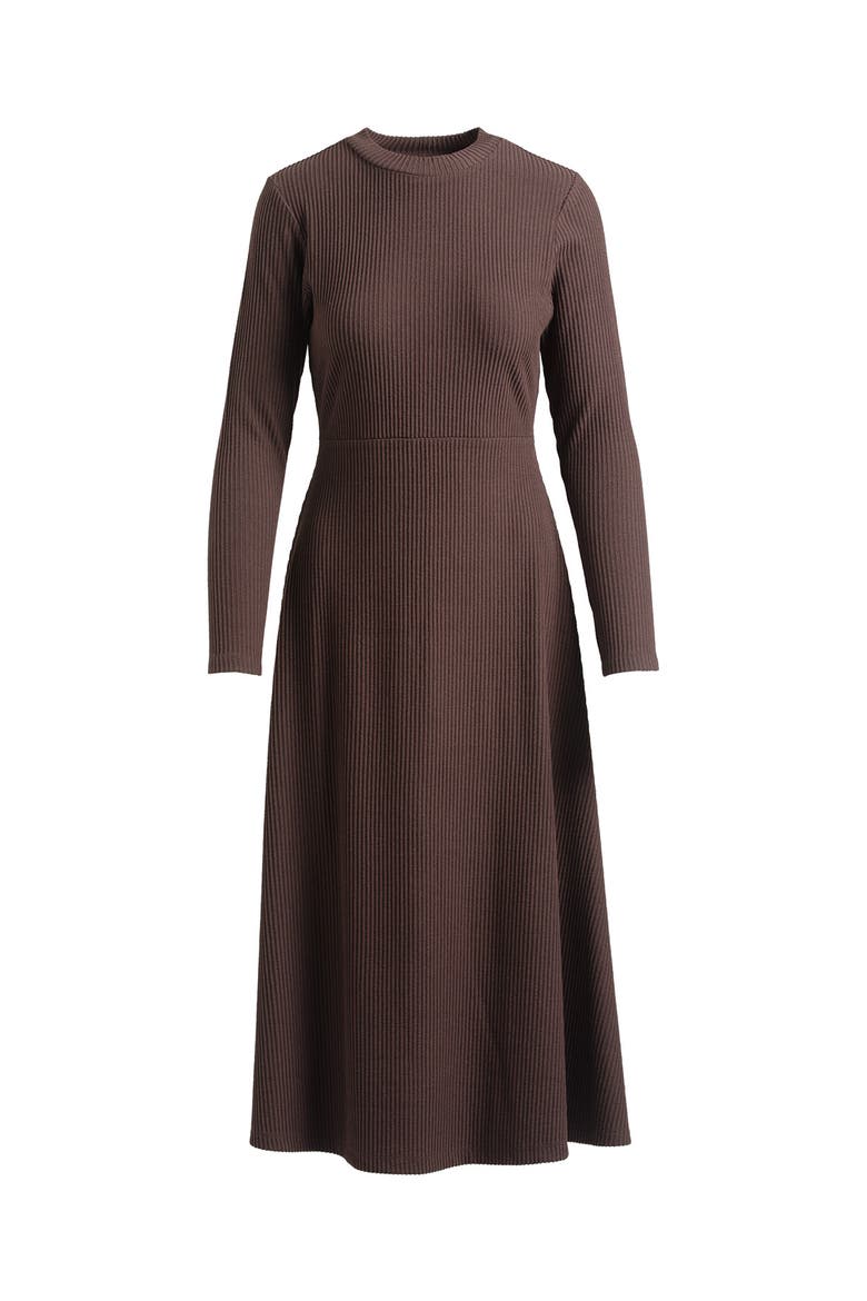 Ribbed Midi Dress, Alternate, color, Mahogany