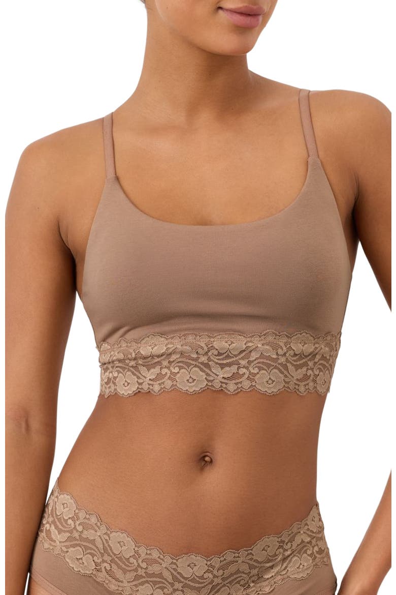 Lace Modern Scoop Bralette Made With Organic Cotton, Main, color, Driftwood Brown