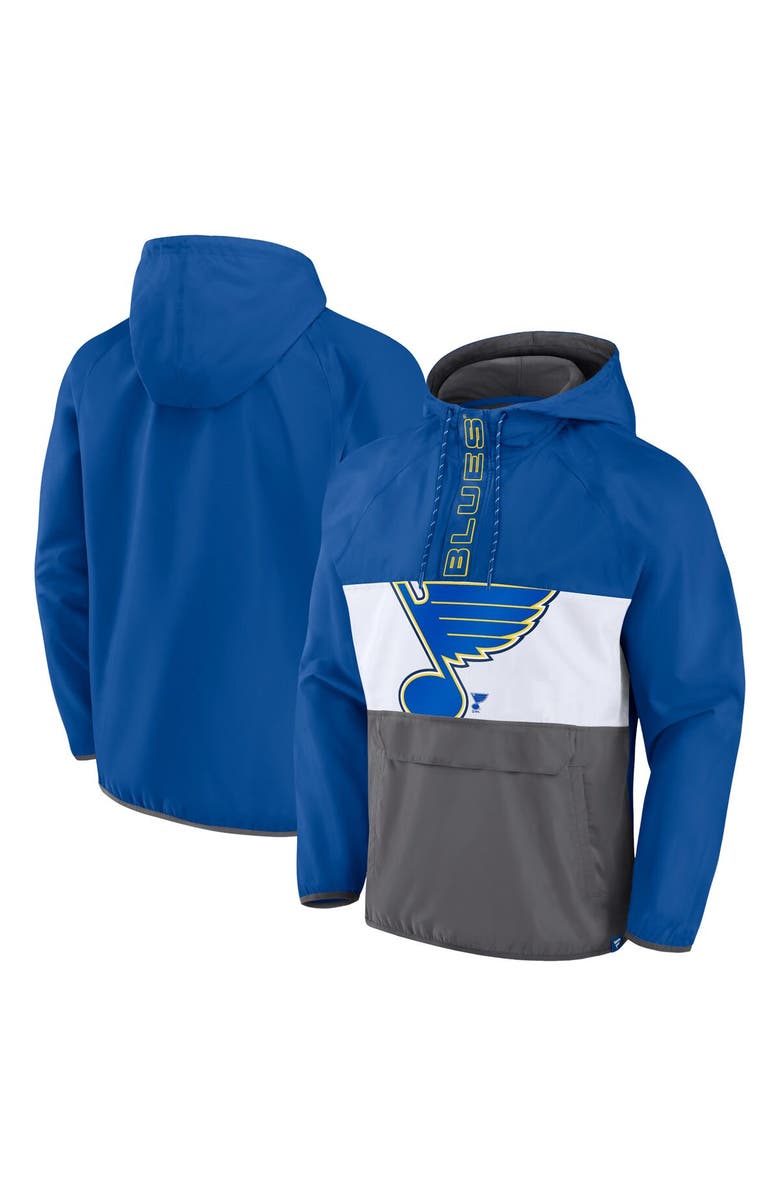 FANATICS Men's Fanatics Blue St. Louis Blues Flagrant Foul Anorak Raglan Half-Zip Hoodie Jacket, Main, color, 