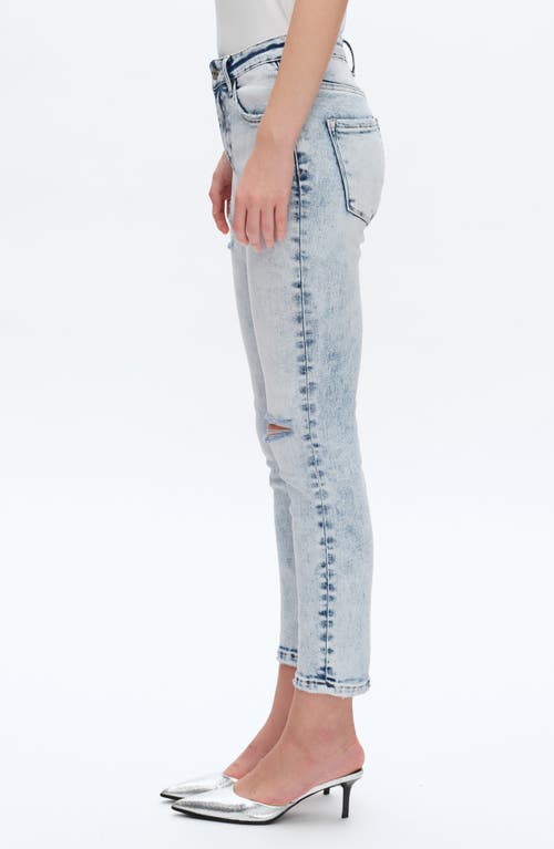Bayeas Kelly Ripped Mid Rise Crop Skinny Jeans In Blue