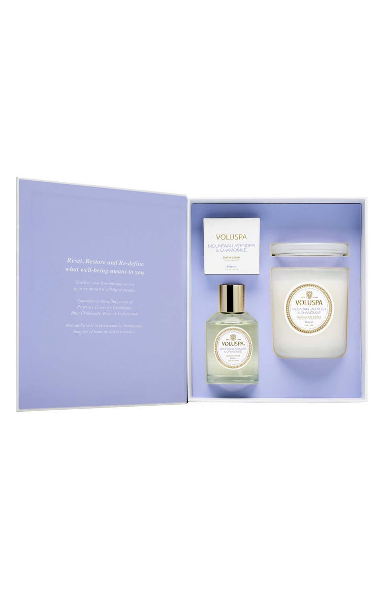Voluspa Mountain Lavender & Chamomile 3-Piece Retreat Gift Set, Alternate, color, Mountain Lavender