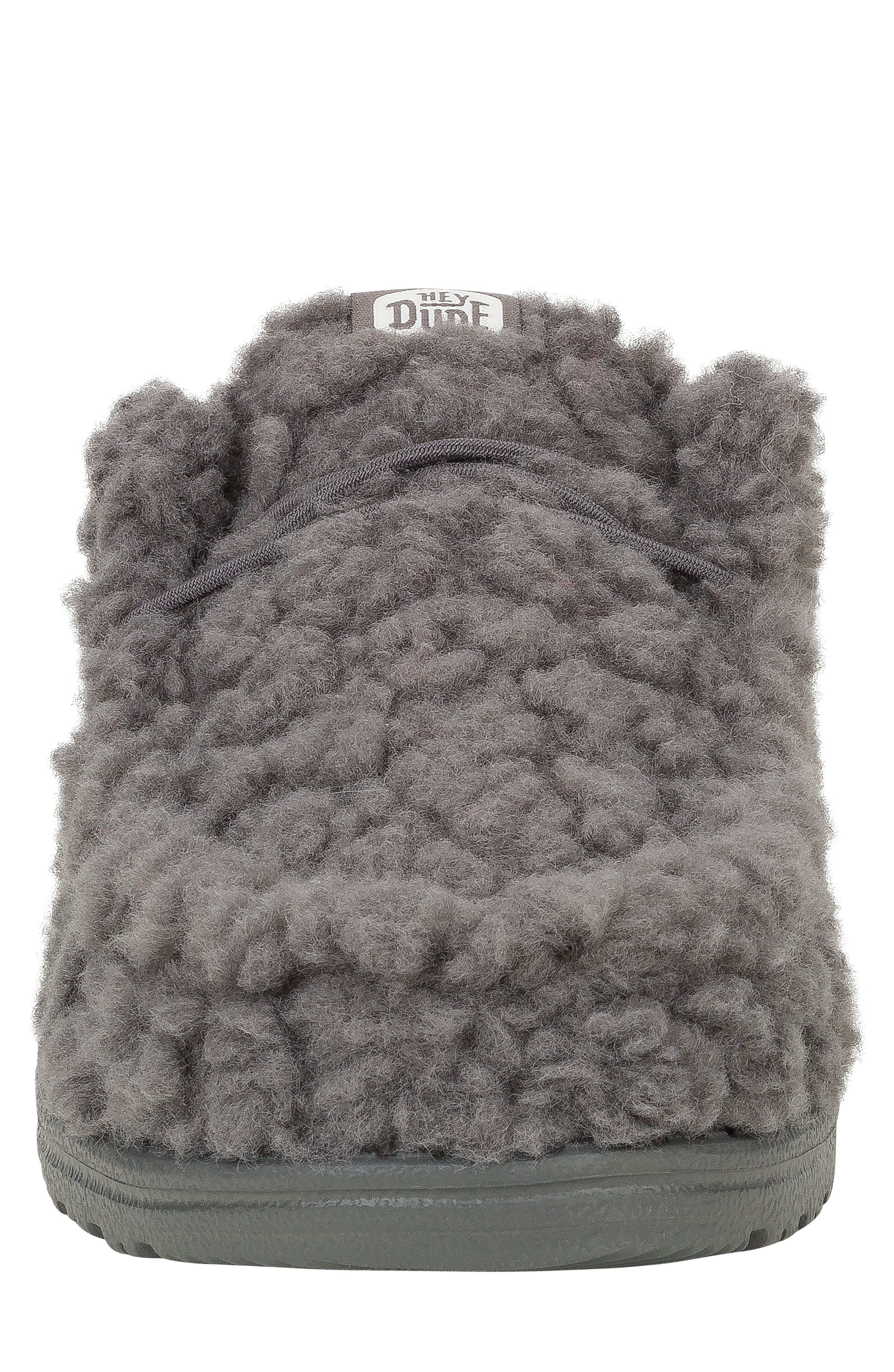 Hey Dude Wally Faux Shearling Slipper, Alternate, color, Granite Grey