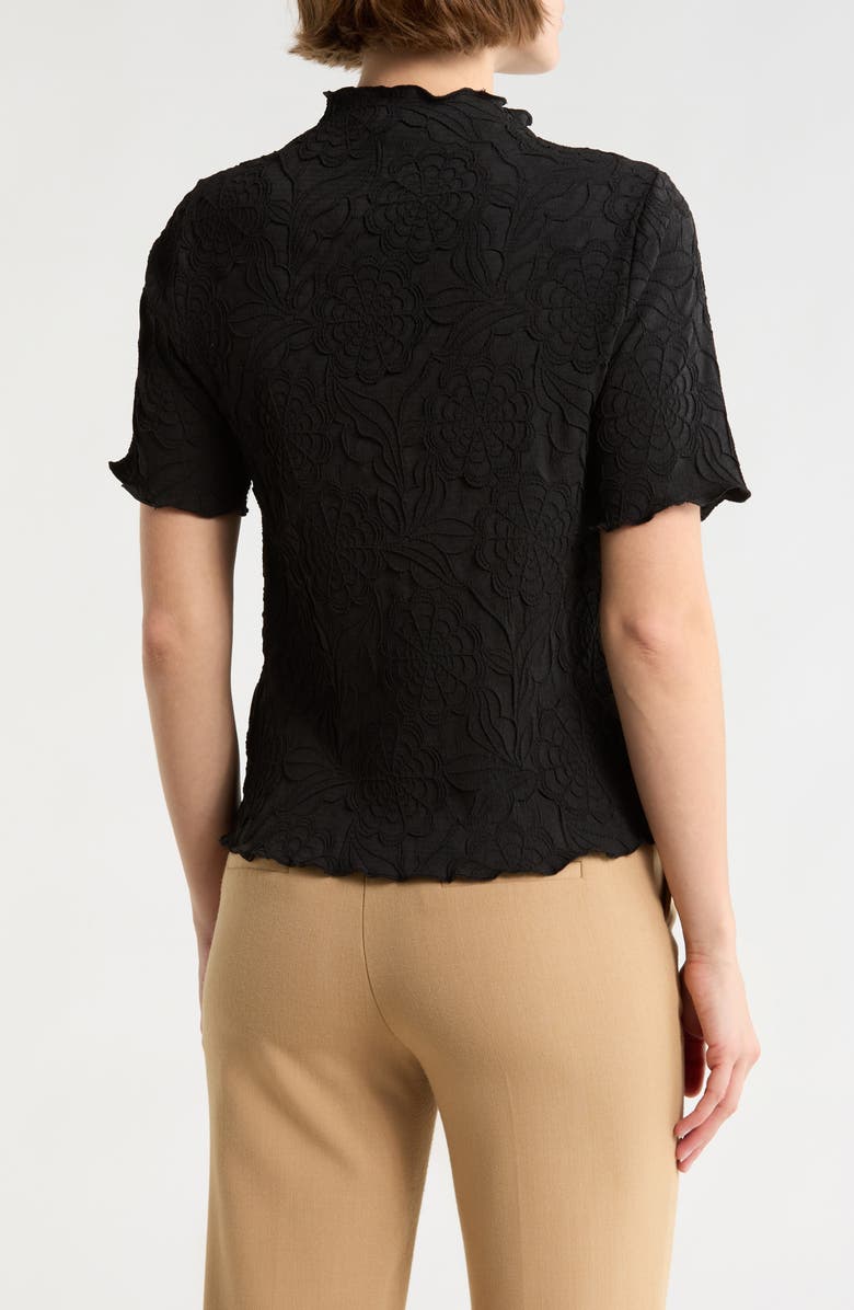 Adrianna Papell Floral Textured Knit Top, Alternate, color, Black