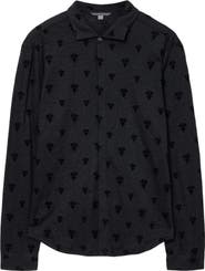 John Varvatos Anselmo Flocked Modal Knit Button-Up Shirt