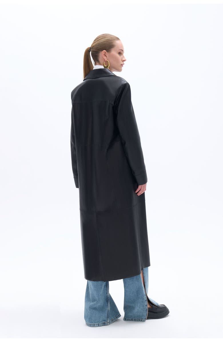 Nocturne Belted Faux Leather Trench Coat, Alternate, color, 