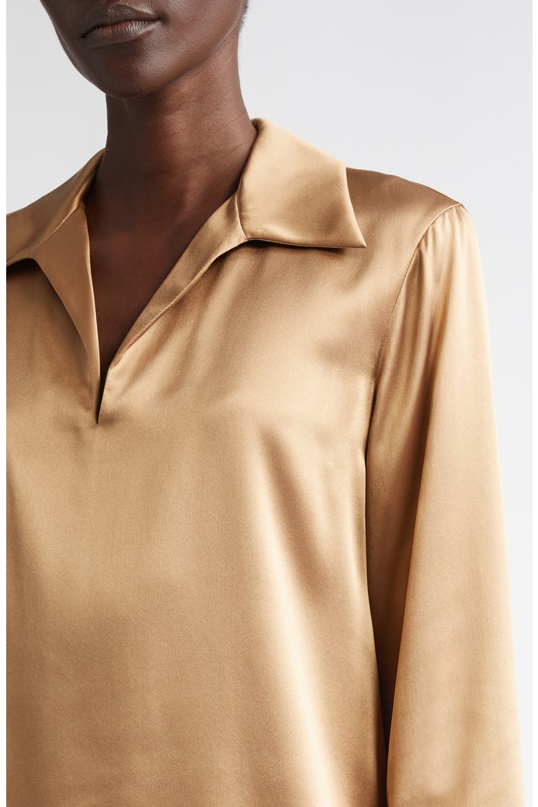 Silk Charmeuse Popover Top, Alternate, color, CAMEL