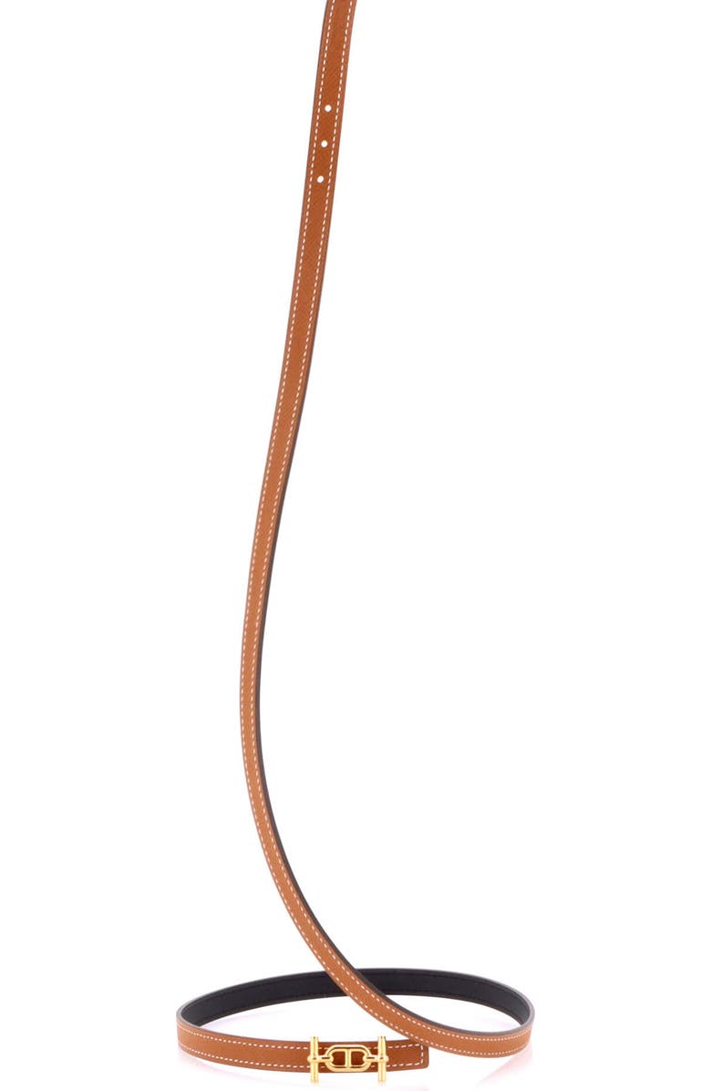 Pre-Owned Hermes Ancre Reversible Belt Leather Thin, Alternate, color, Brown