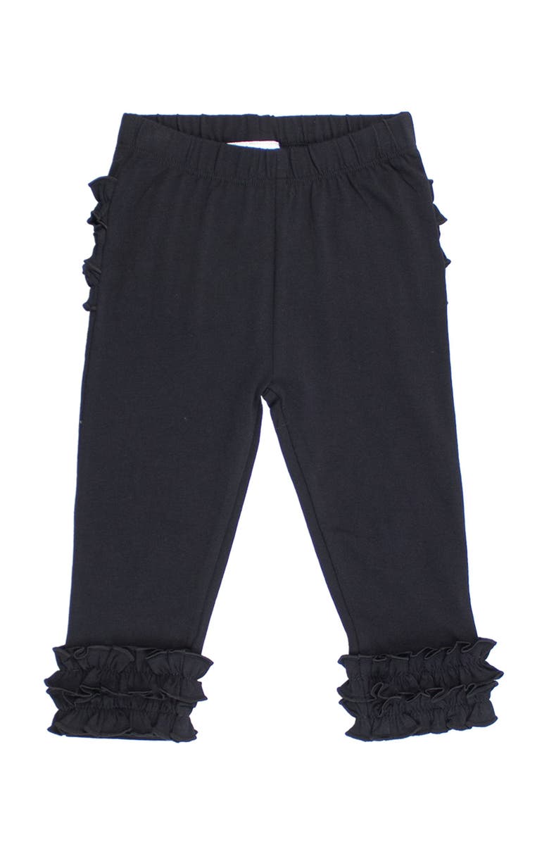 RuffleButts Baby Girls Ruffle Leggings with Signature Rear Ruffles, Alternate, color, Black