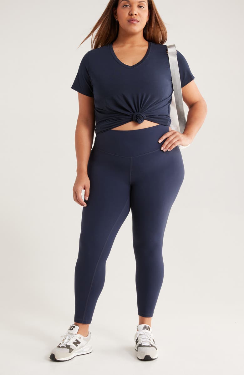 Zella Studio Luxe High Waist 7/8 Leggings, Alternate, color, Navy Sapphire