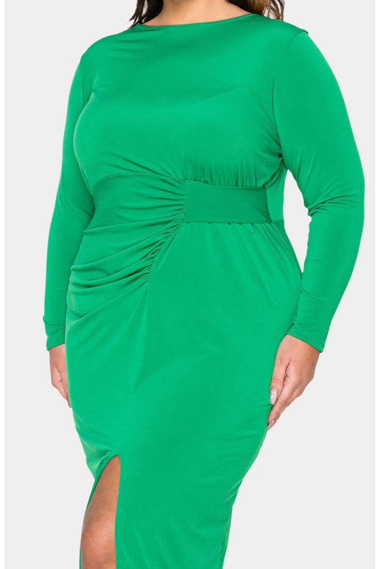 Estelle Ruched Body-Con Midi Dress, Alternate, color, KELLY GREEN