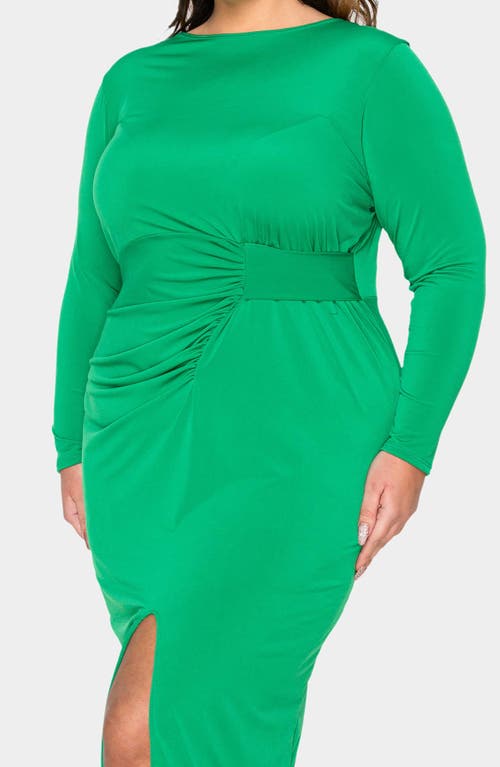 L I V D Estelle Ruched Body-con Midi Dress In Kelly Green