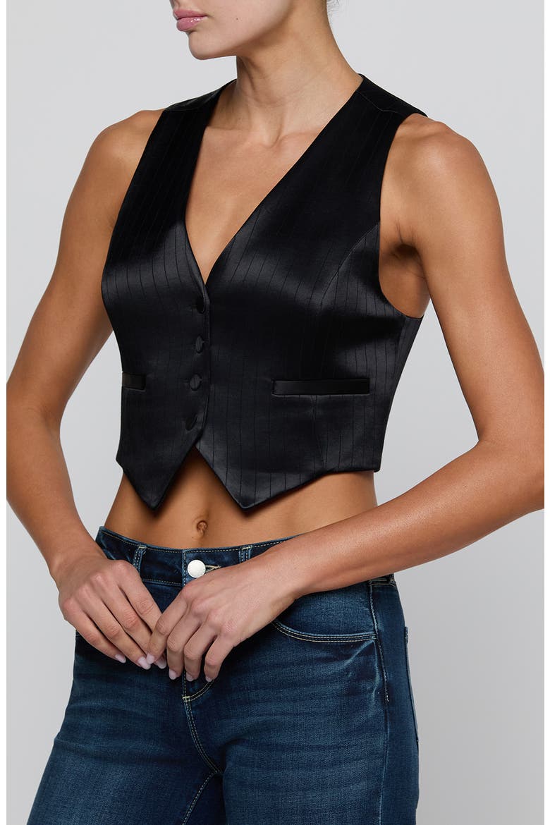 Jianna Pinstriped Short Vest, Alternate, color, BLACK PINSTRIPE