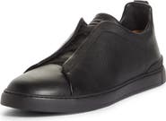 ZEGNA Triple Stitch Deerskin Leather Slip-On Sneaker
