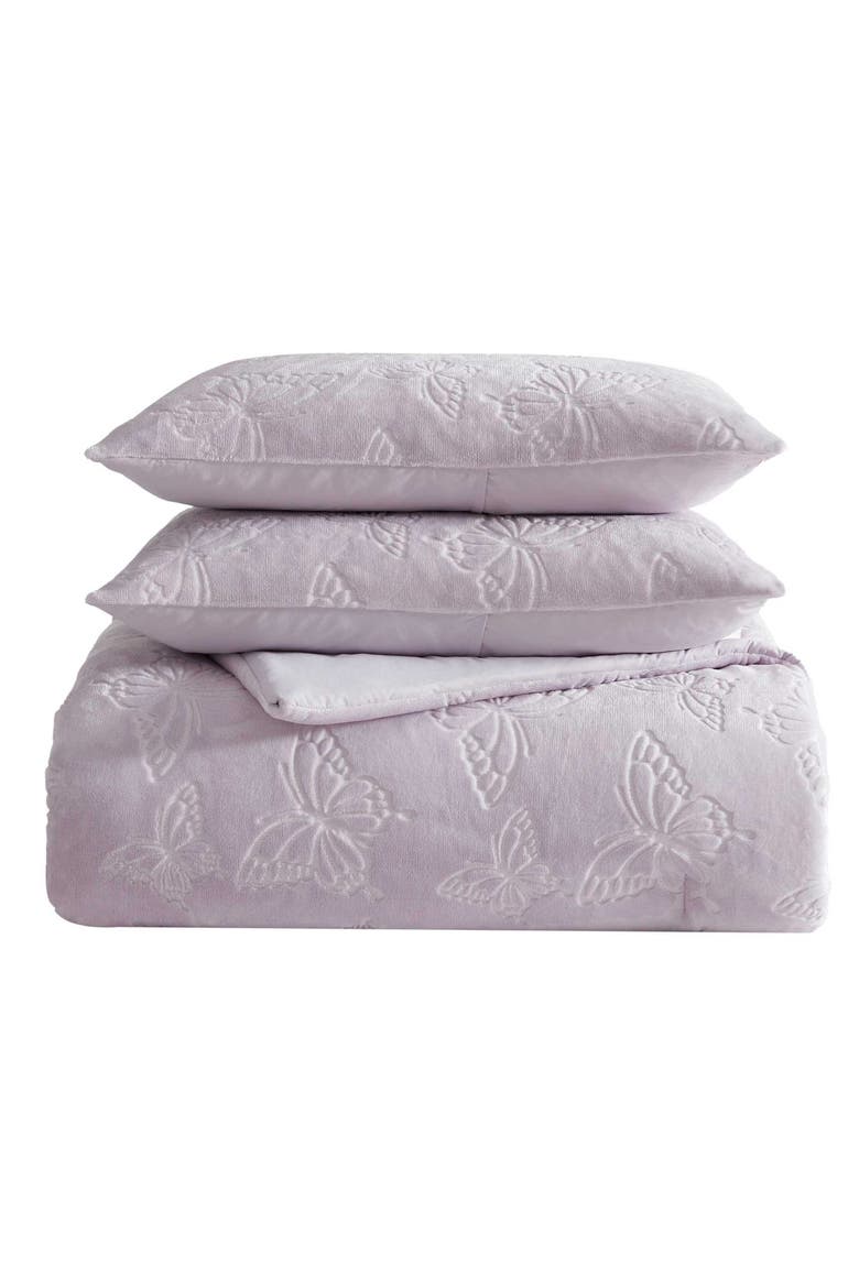 Butterfly Embossed Comforter & Sham Set, Main, color, PURPLE