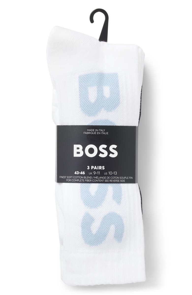 BOSS 3-Pack Logo Ribbed Crew Socks, Alternate, color, Open Miscellaneous