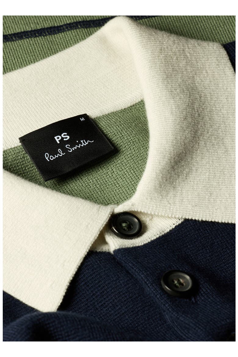 Colorblock Long Sleeve Cotton & Merino Wool Polo Sweater, Alternate, color, VERY DARK NAVY