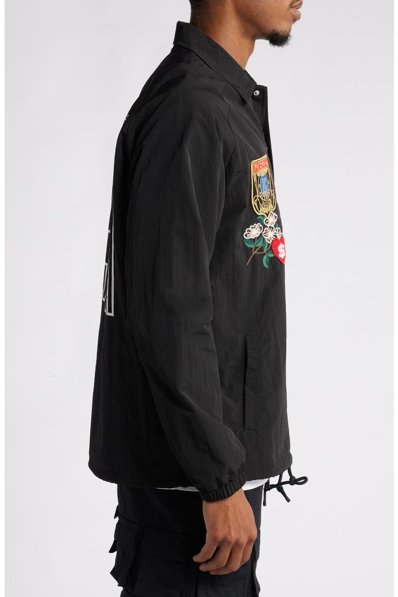 Flourish Nylon Coach's Jacket, Alternate, color, BLACK