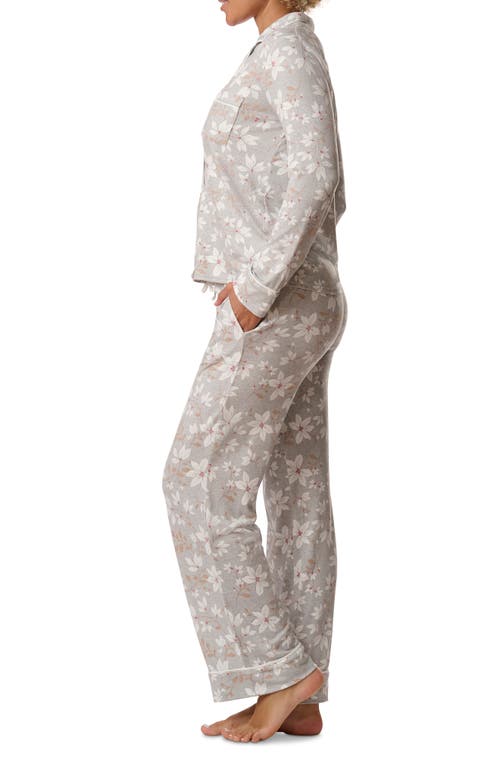 Splendid Plaid Long Sleeve Knit Pajamas In Berry Frost Floral