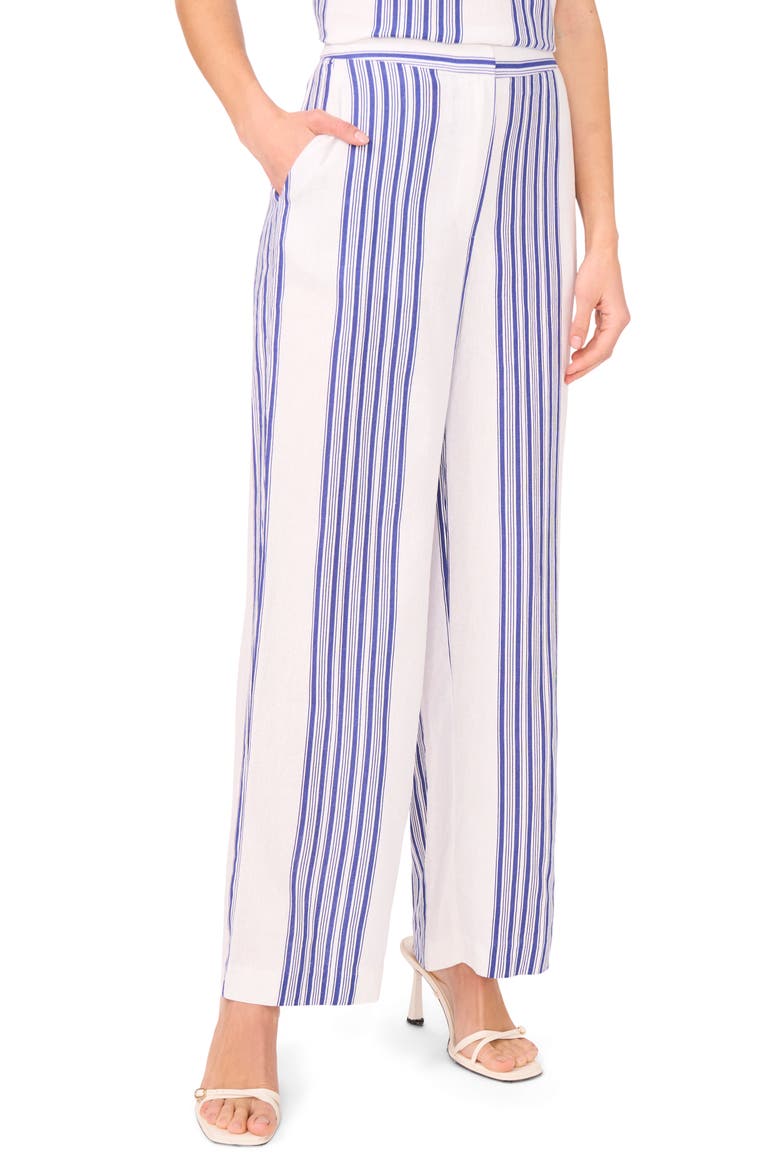 Stripe Linen Blend Wide Leg Pants, Main, color, BLUE DEPTHS