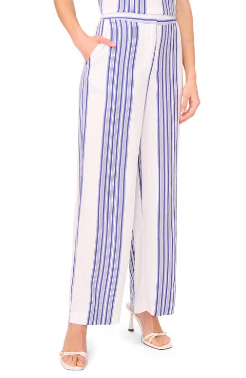 Stripe Linen Blend Wide Leg Pants
