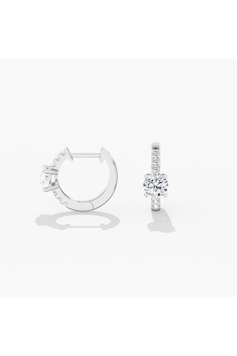 Dainty Round Huggie Lab Diamond in 14K Gold, Alternate, color, White Gold