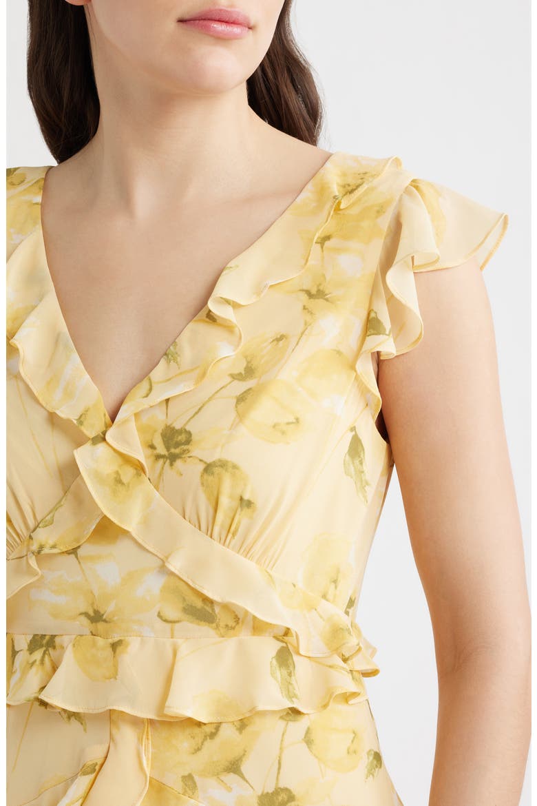 Print Ruffle Midi Dress, Alternate, color, GOLDEN HAZE