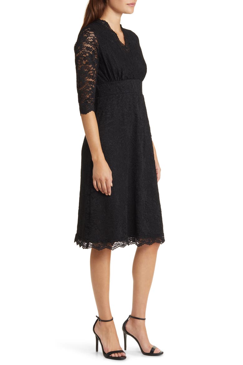 Scalloped Boudoir Lace Cocktail Dress, Alternate, color, ONYX