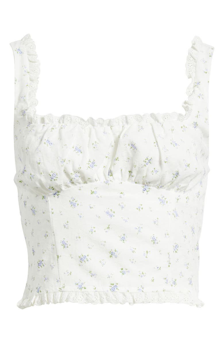 All in Favor Floral Cotton Camisole, Alternate, color, White Blue
