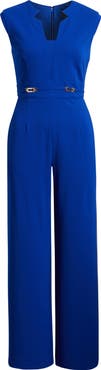 Tahari ASL Notched Neck Sleeveless Jumpsuit