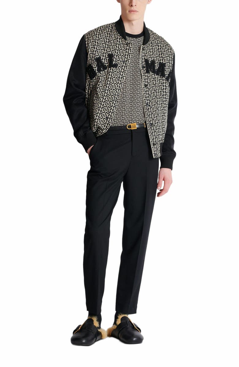 Balmain Monogram Jacquard T-Shirt, Alternate, color, Black