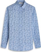 Bugatchi Julian Shaped Fit Leaf Print Cotton Button-Up Shirt
