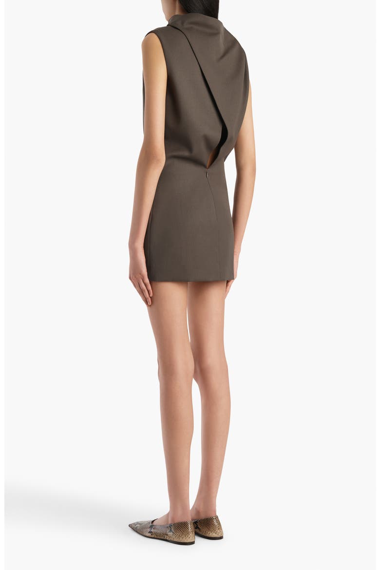 Astor Sleeveless Draped Virgin Wool Minidress, Alternate, color, CLOVE