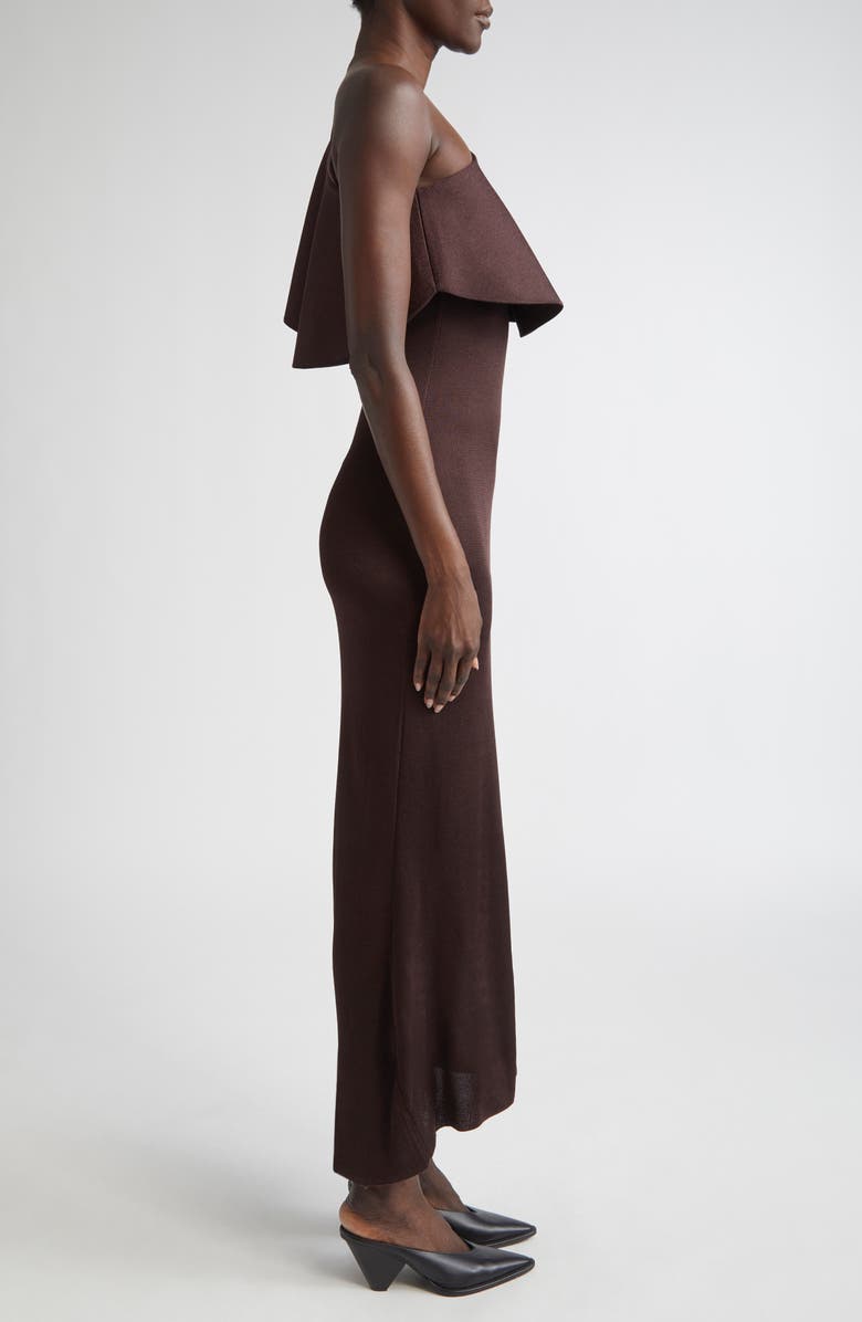 Altuzarra Vivi Knit Dress with Satin Ruffle, Alternate, color, Charred Oak