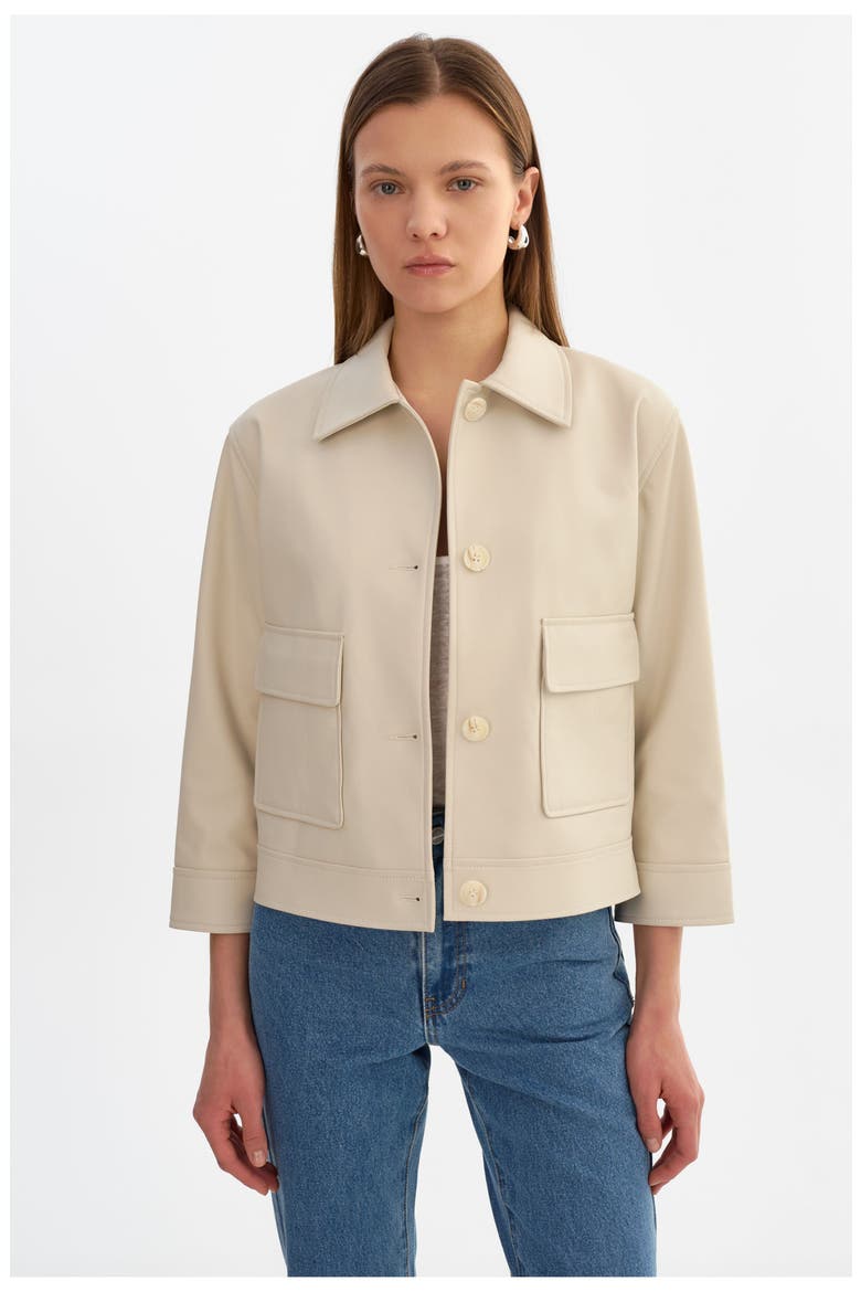 Elara | Faux Leather Jacket, Alternate, color, Bone