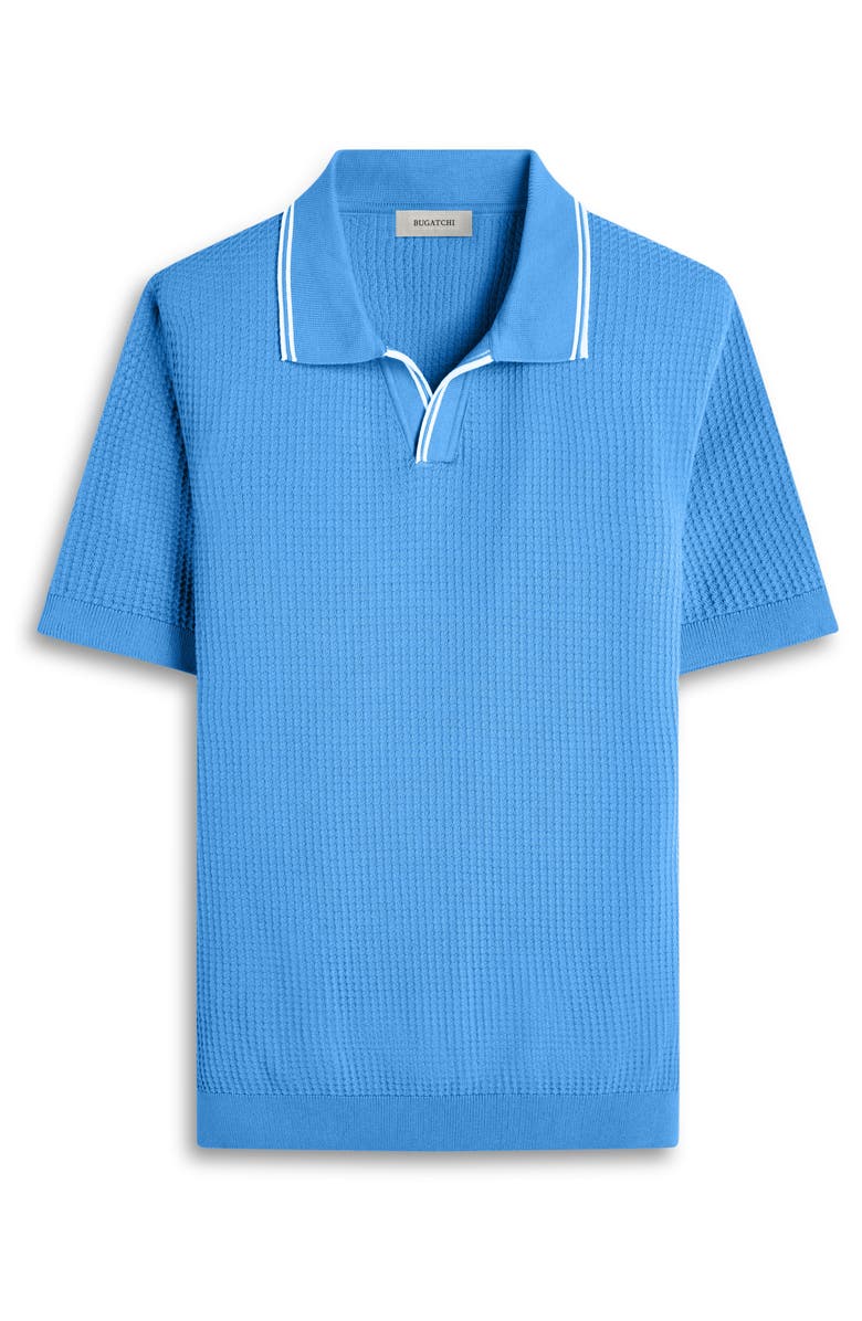 Bugatchi Tipped Johnny Collar Short Sleeve Sweater, Alternate, color, Classic Blue