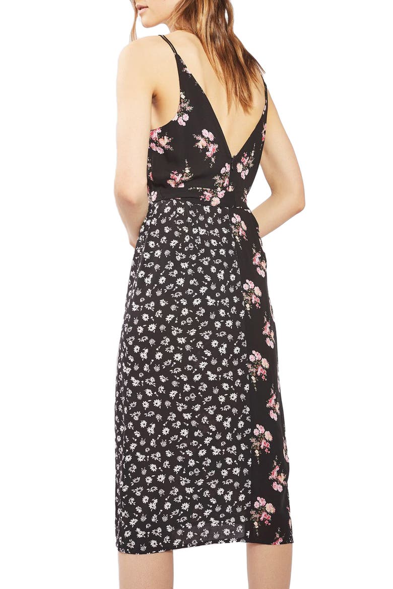 Patchwork Floral Midi Slipdress, Alternate, color, BLACK MULTI