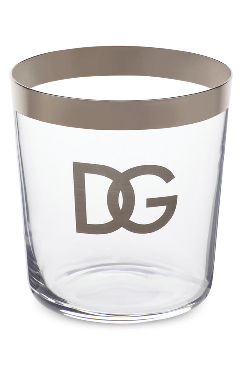 Dolce&Gabbana DG Logo Set Of 2 Water Glasses, Alternate, color, Trasp/ Silver