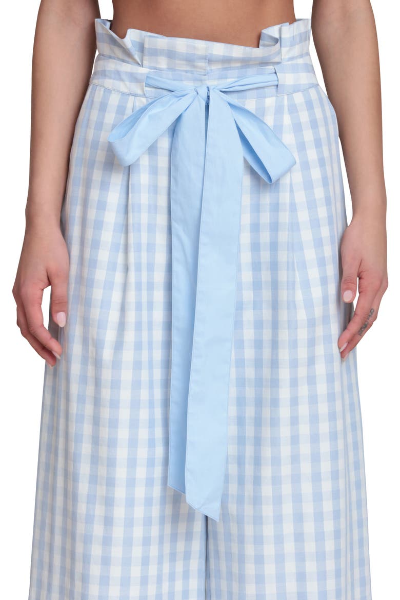 Tie Waist Wide Leg Pants, Alternate, color, LIGHT BLUE GINGHAM