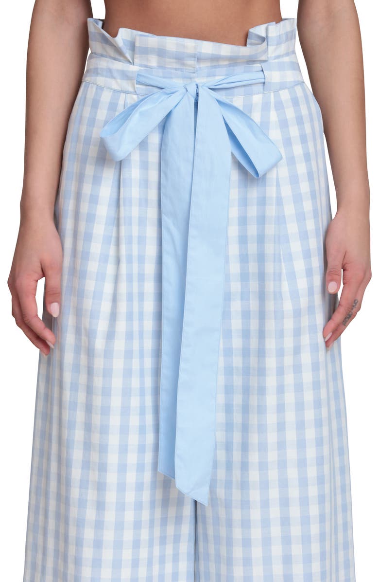 Avec Les Filles Tie Waist Wide Leg Pants, Alternate, color, Light Blue Gingham
