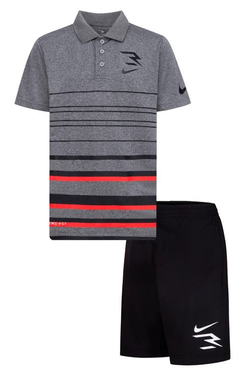 Kids' Stripe Polo & Shorts Set (Big Kid