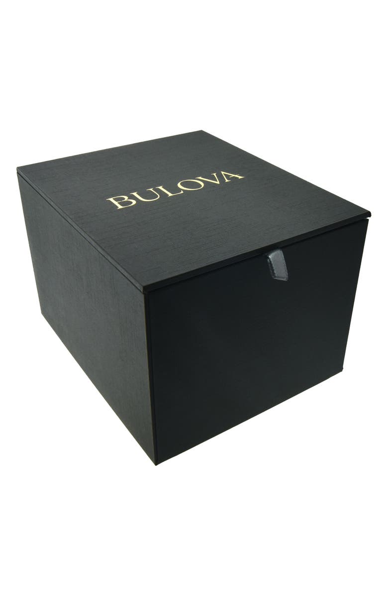 BULOVA Archive Series Chronograph Leather Strap Watch, 46mm, Alternate, color, Blue