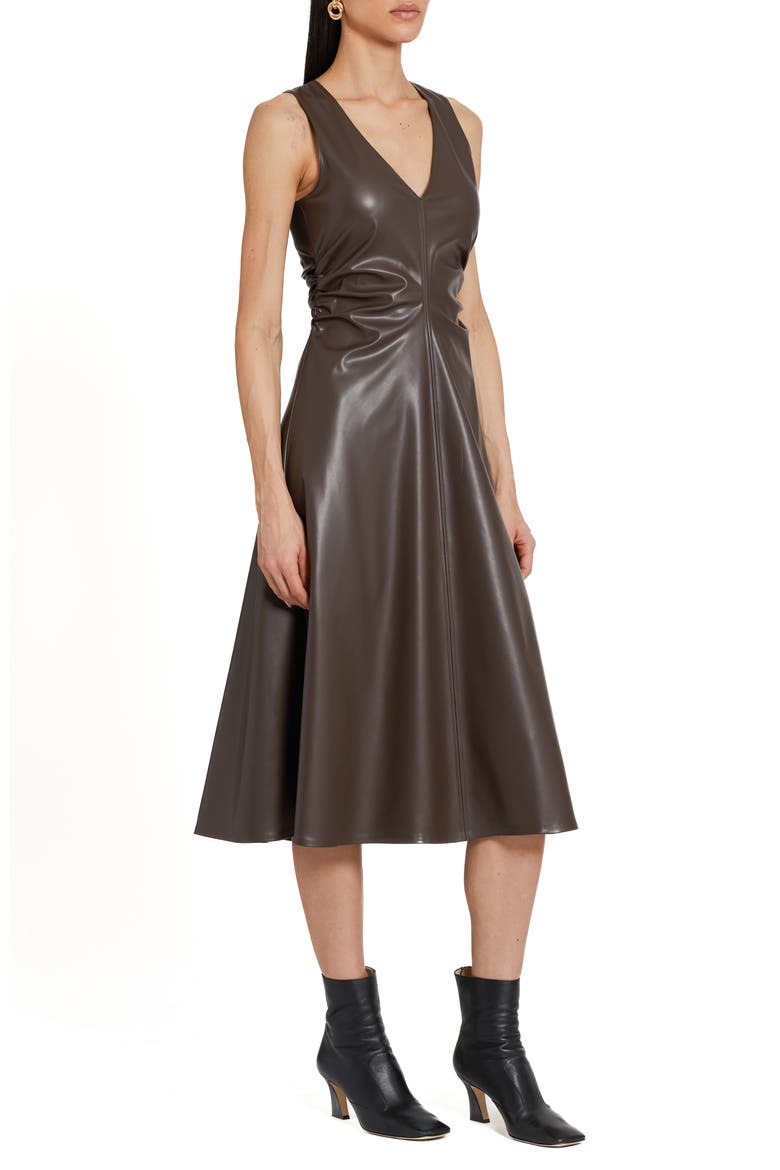 Sabal Faux Leather A-Line Dress, Alternate, color, COCOA