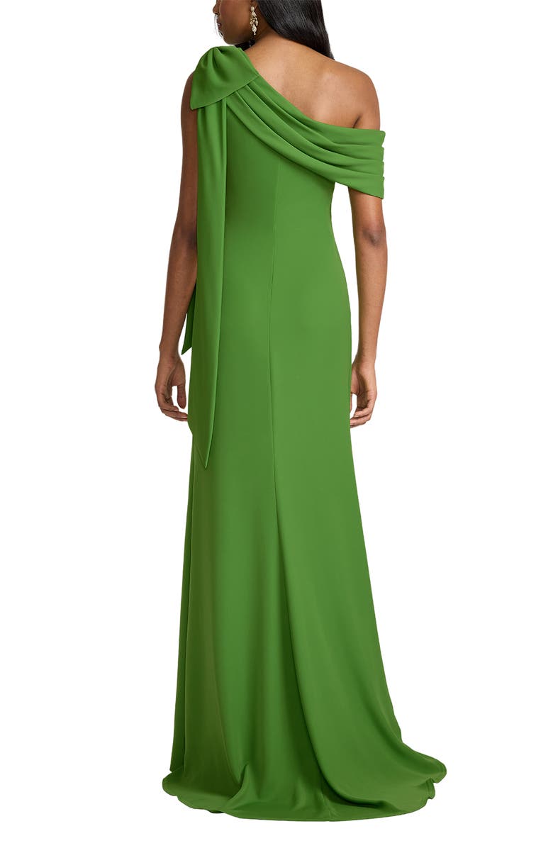 Tadashi Shoji One-Shoulder Crepe Column Gown, Alternate, color, Cactus